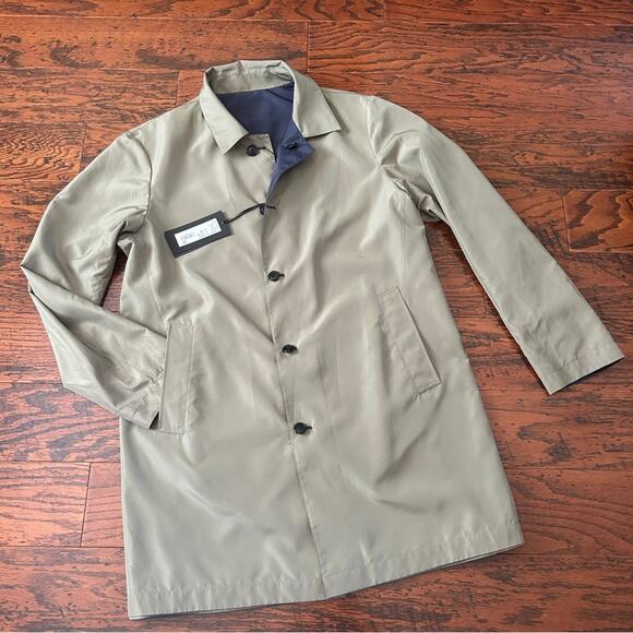 Gallotti Men's Reversible Raincoat in Navy and Beige Size US 42 NWT - Picture 7 of 14